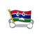 Angry flag gambia fluttering on cartoon pole