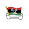 Angry flag libya is flying cartoon pole