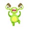 Angry Funny Monster Off, Green Alien Emoji Cartoon Character Sticker