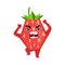 Angry furious strawberry emoticon. Cute cartoon emoji character vector Illustration