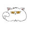 Angry furry cartoon cat. Cute grumpy cat for prints, design, cards, tag.