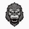 Angry gorilla mascot logo. Pixel art emblem. Black and white vector illustration