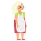 Angry grandmother in apron.