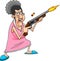 Angry Grandmother Cartoon Character Shooting With A Rifle Pump