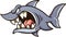 Angry gray shark with big open mouth