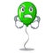 Angry green ballon with cartoon ribbons beautiful