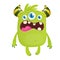 Angry green cartoon monster with horns an three eyes. Big collection of cute monsters. Halloween character. Vector illustrations