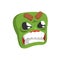 Angry Green Emoji Cartoon Square Funny Emotional Face Vector Colorful Isolated Sticker
