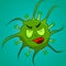 Angry green mean virus illustration