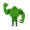 Angry Green Monster. Scary Goblin big and strong on a white back