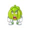 Angry green pumpkin ripe on a white background