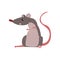 Angry grey mouse, cute rodent character vector Illustration on a white background