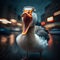 Angry Greylag goose. Generative AI