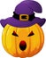 Angry Halloween pumpkin with hat