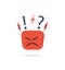 Angry and hate icon. Difficult, bad customer. Negative opinion and experience from client. Unhappy mood on face. Concern, furious