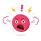 Angry hate mad unhappy emoticon smile icon vector graphic illustration, rage bad negative emotion face flat cartoon red,