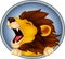 Angry head lion cartoon roaring