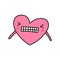 Angry heart love symbol hand drawn vector illustration in doodle style