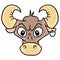 Angry horned bull buffalo bull head. carton emoticon. doodle icon drawing