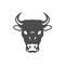 Angry horned bull head monochrome vintage icon black silhouette vector illustration