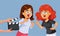 Angry Housewives Fighting in a Reality Show Vector Cartoon Illustration