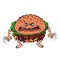 Angry hungry burger character. Emotional fast food. isolate on white background