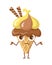 Angry Ice Cream Isolated. Sweet Cartoon Character