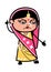 Angry Indian Woman Cartoon with one hand raised