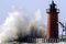 An Angry Lake Michigan and lighthouse