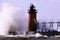 An Angry Lake Michigan and lighthouse