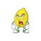 Angry lemon cartoon character on white background