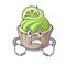 Angry lemon cupcake mascot cartoon