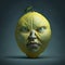 Angry lemon face with human features.