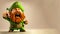 Angry Leprechaun Man Character Standing And Copy Space. St. Patrick\\\'s Day Concept