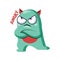 Angry light blue monster with red horns vector illustraton on a