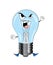 Angry light bulb cartoon