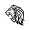 Angry lion head mascot logo black and white