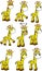 Angry Little giraffe cartoon expression set