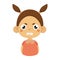 Angry Little Girl Clenching Teeth Flat Cartoon Portrait Emoji Icon With Emotional Facial Expression