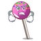 Angry lollipop with sprinkles mascot cartoon