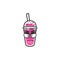 Angry mad rage expression of cup takeaway drink character mascot emoji in pink color drink cartoon style illustration