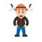 Angry Male Farmer Cartoon Character