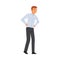 Angry Man Character Standing with Hands in His Waist, Father Scolding His Kid Vector Illustration