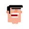 Angry man face. Evil head. Vector illustration