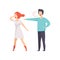 Angry man screaming at young woman, couple quarreling, family conflict, disagreement in relationship vector Illustration