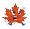 Angry mapple leaf cartoon