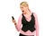 Angry modern business woman shouting on mobile