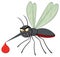 Angry Mosquito Cartoon Character Flying With Blood Drop
