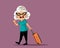Angry Mother-in-Law Leaving with Luggage Vector Cartoon