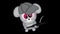 Angry mouse with a baseball bat. Mouse threatens with a baseball bat. Blank background.